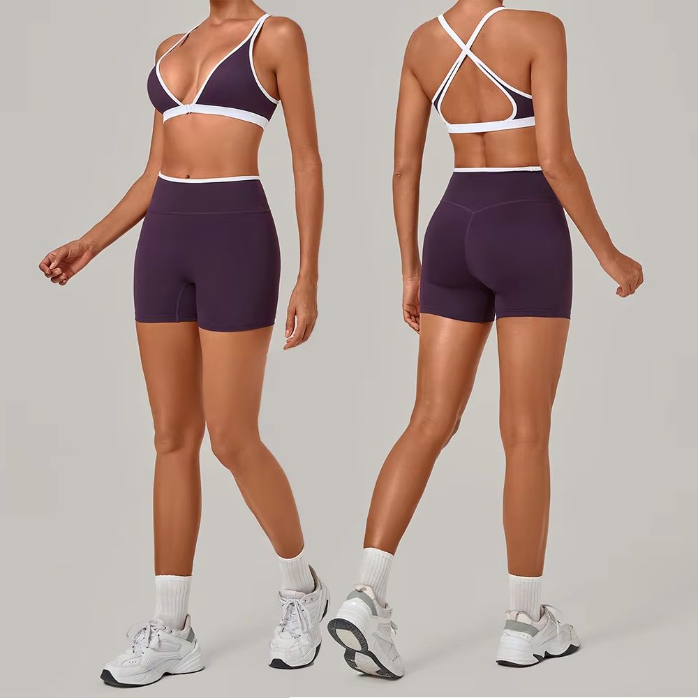 Women 2 Piece Yoga Set Deep V  - Crossfit Workout With Equipment review and price