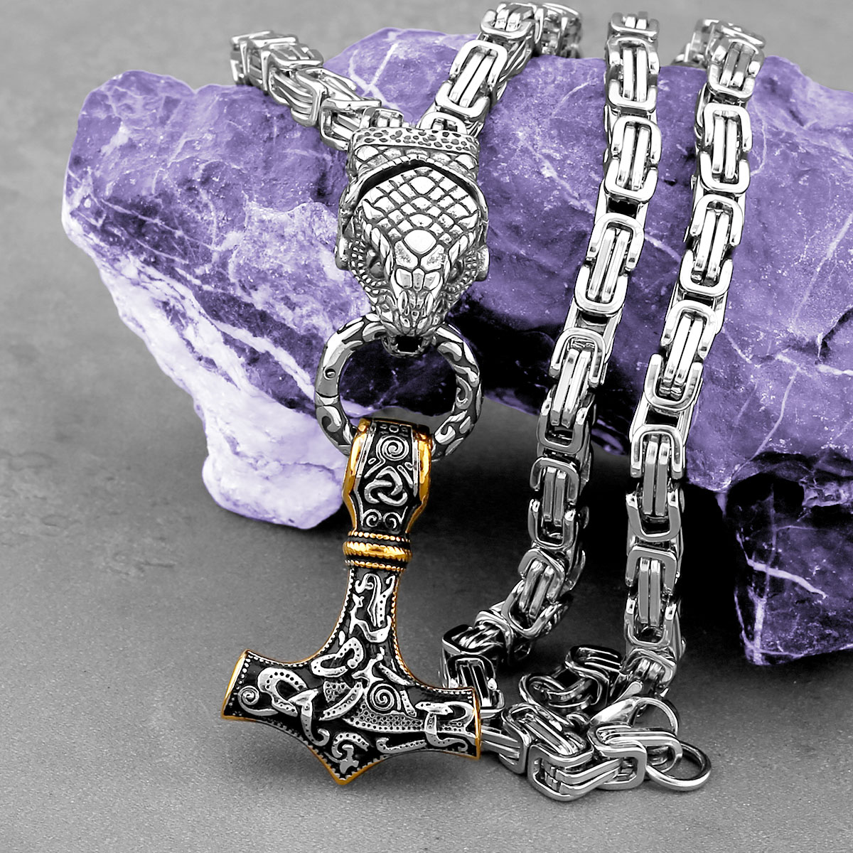 Nordic Odin Snake Head Necklac - Battle Rope Anchor review and price