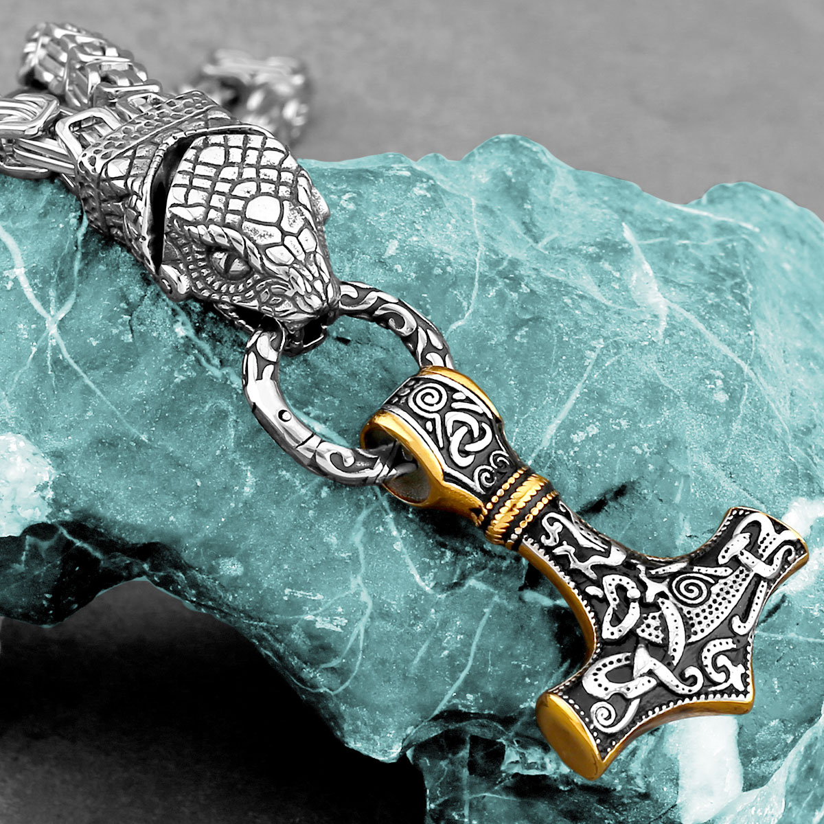 Nordic Odin Snake Head Necklac - Battle Rope Anchor review and price