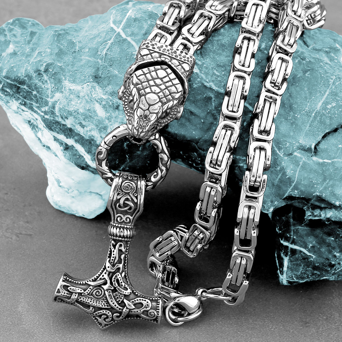 Nordic Odin Snake Head Necklac - Battle Rope Anchor review and price